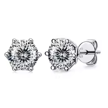 Luxury Diamond Stud Earrings 1CT VVS Moissanite Fine S925 - 100 Faceted Cut