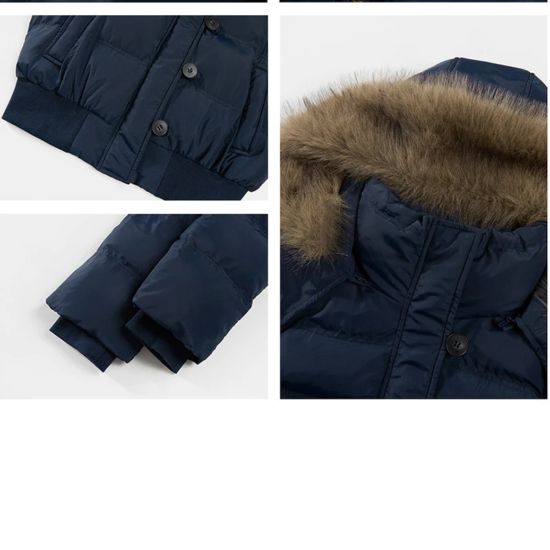 Women's Winter Warm Jacket Korean Thickened Big Fur Collar Hooded Outerwear Fashion Casual Detachable Short Cotton-Padded Coat