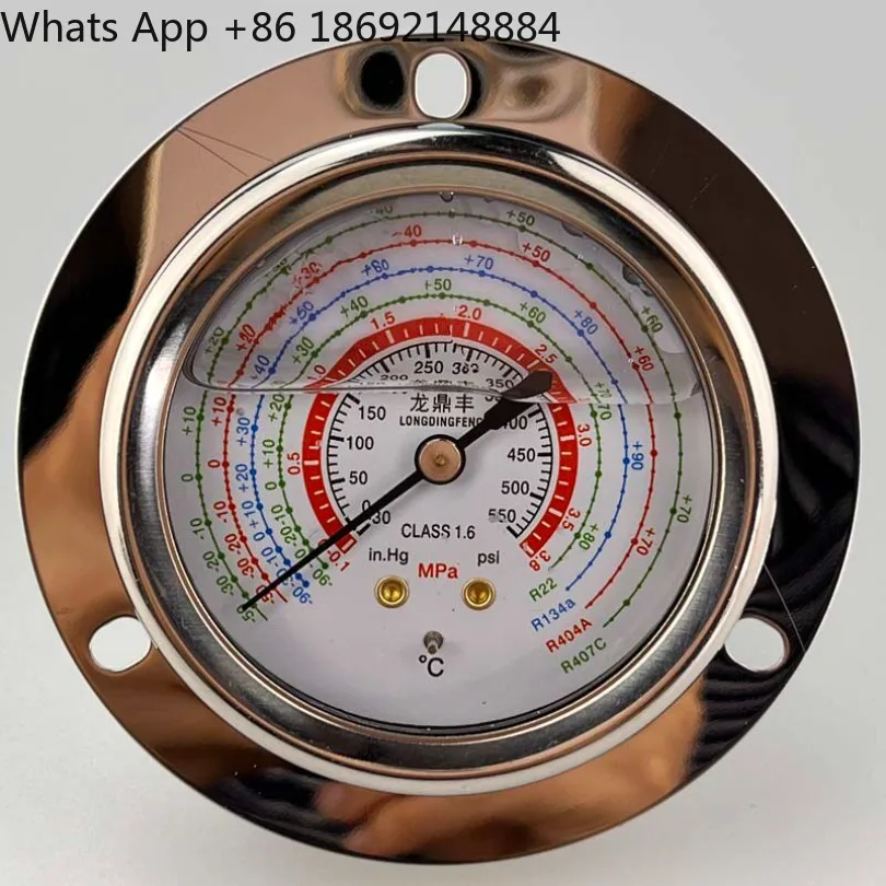 Liquid Filled Refrigerant Pressure Gauge 1.8MPa 3.8MPa High Low Pressure Oil Gauge For Refrigeration Cold Storage