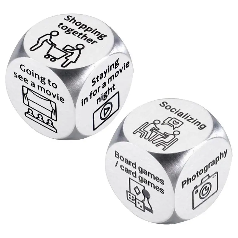 Decision Dice Stainless Steel Date Night Dice Game For Adults Fun Night Dating Decision Dice Choice-Making Tool For Boyfriend