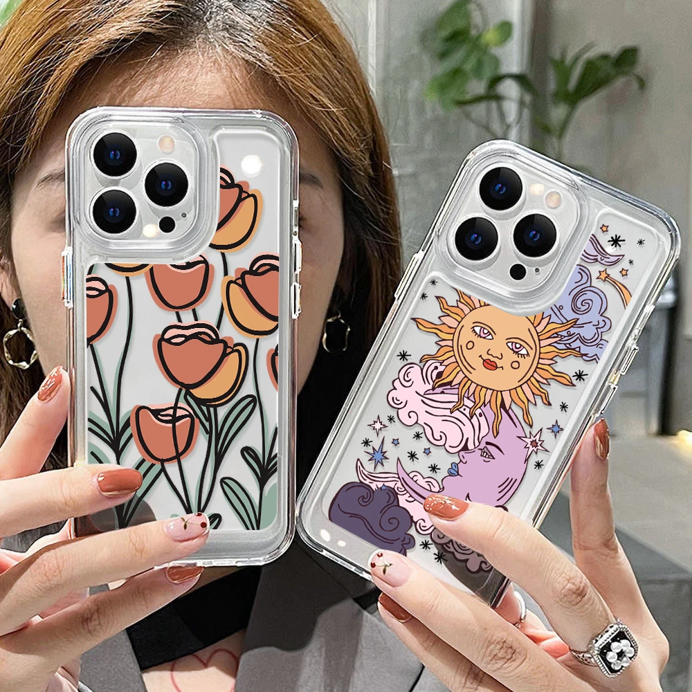 Case For Iphone11 Cases For Iphone 14 12 11 13 15 16 Pro Max X XR XS Max 7 8 14 Plus SE 2020 Woman Flower Shockproof Soft Cover