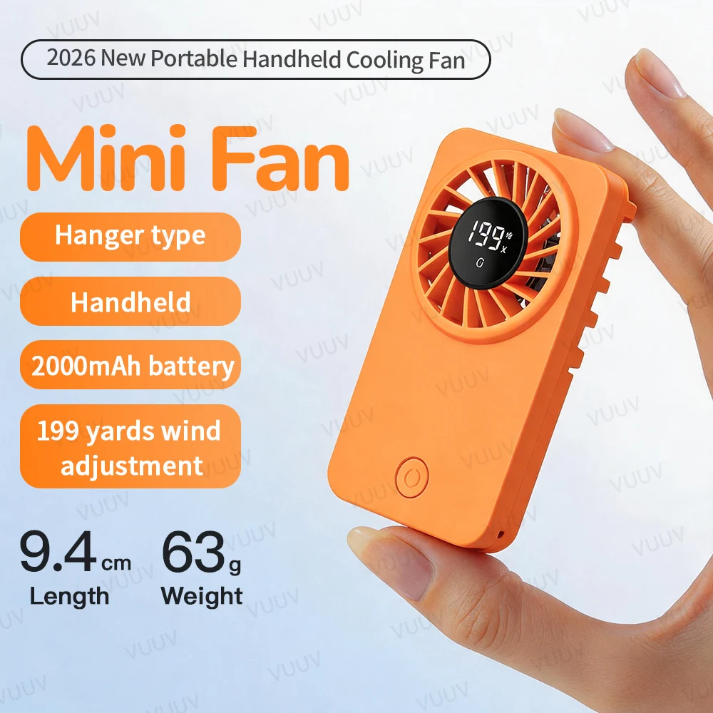 

2000mAh Handheld Mini Fan Powerful Small Personal 5 Speed Adjustable USB Rechargeable Battery Fan for Kids Girls Woman