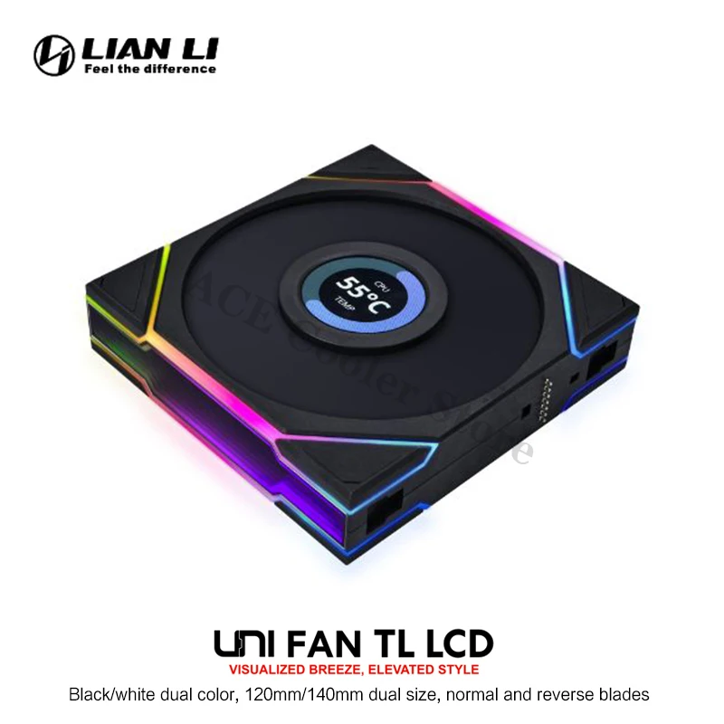 Imagem -02 - Lian li Uni-lcd Monitor Display Fan Frente e Verso Caixa do Computador Tl120 Tl140 1.6 400x400 pc Pcs Pack Nova Chegada