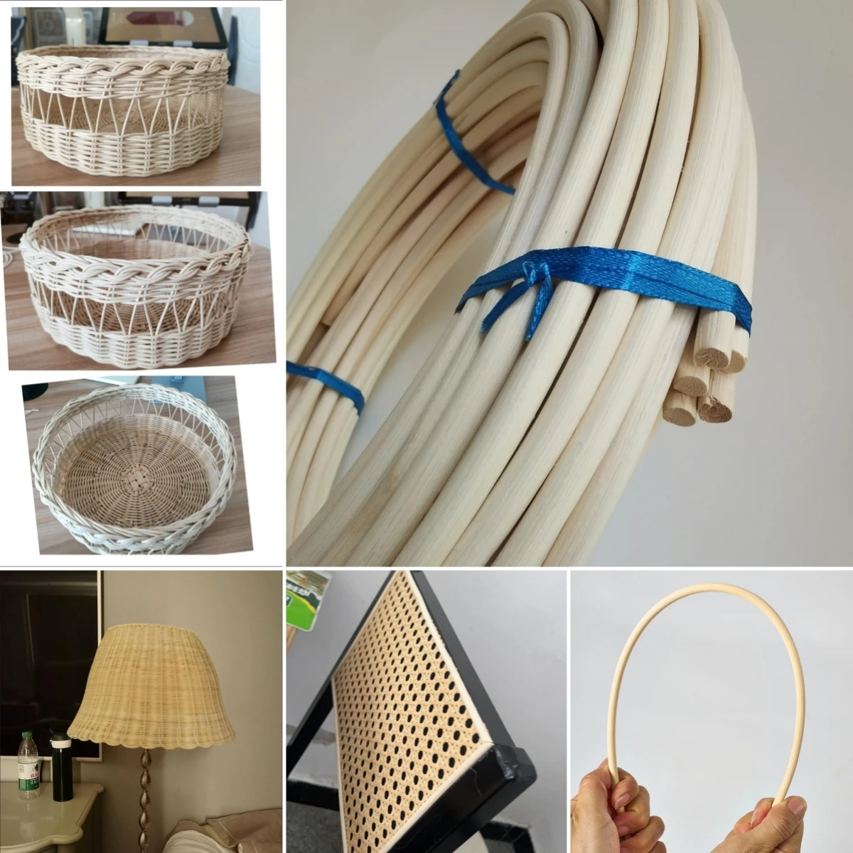 

Coil of Round Natural Rattan Reed Cane Core Ratan Roll For Chair Basket Weaving DIY Furniture Materials Diameter 3-8mm 500g