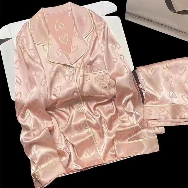 

Love Sweet Cute Print 2 Piece Women's Pajamas Set Y2K Outside Spring Casual Women's Pajamas Korean Style New Nightwear Fashion