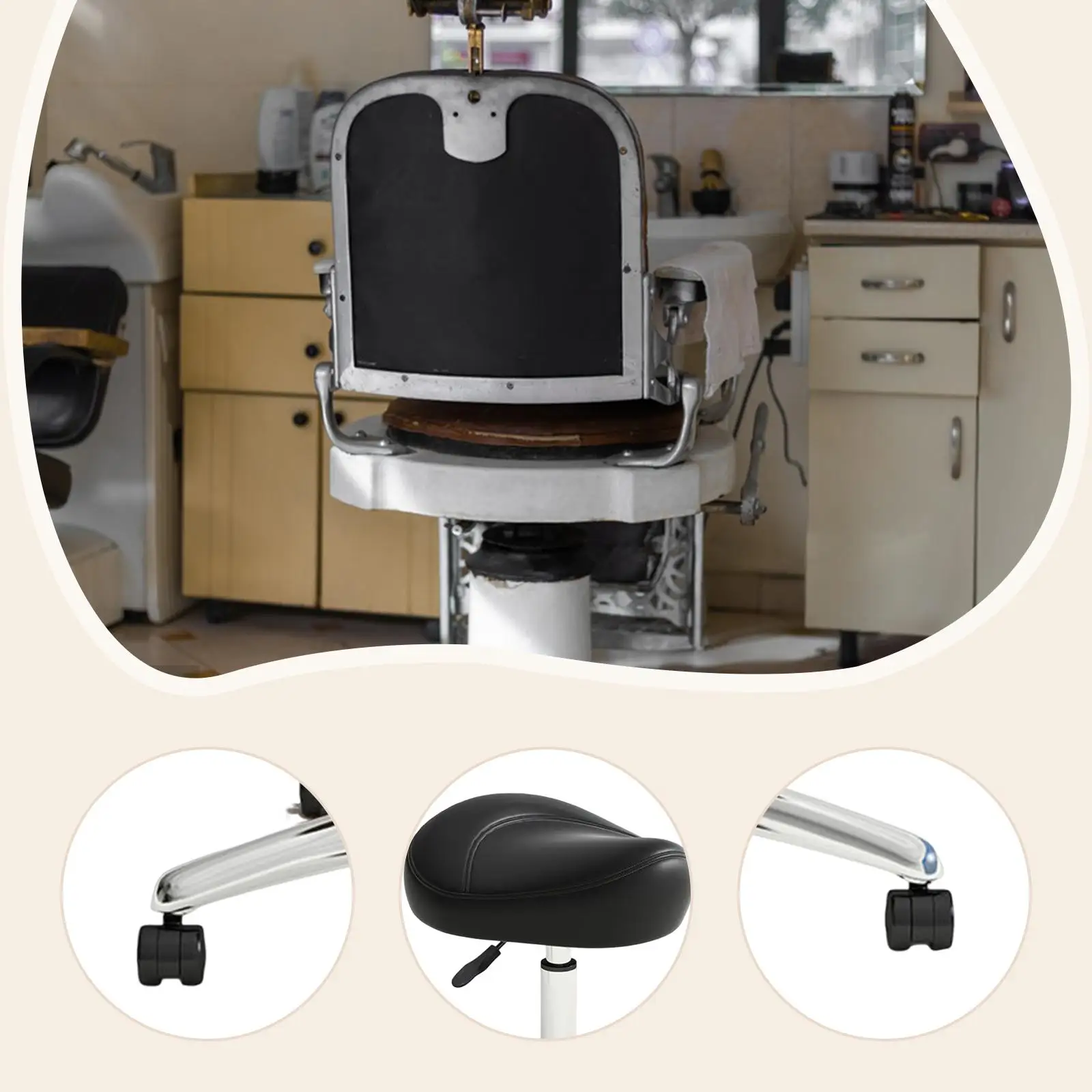 سرج البراز مريح مستقر مسمار الجمال بكرة كرسي العمل متعدد الأغراض بولي Leather الجلود لمختبر تدليك سبا مانيكير صالون الحلاقة