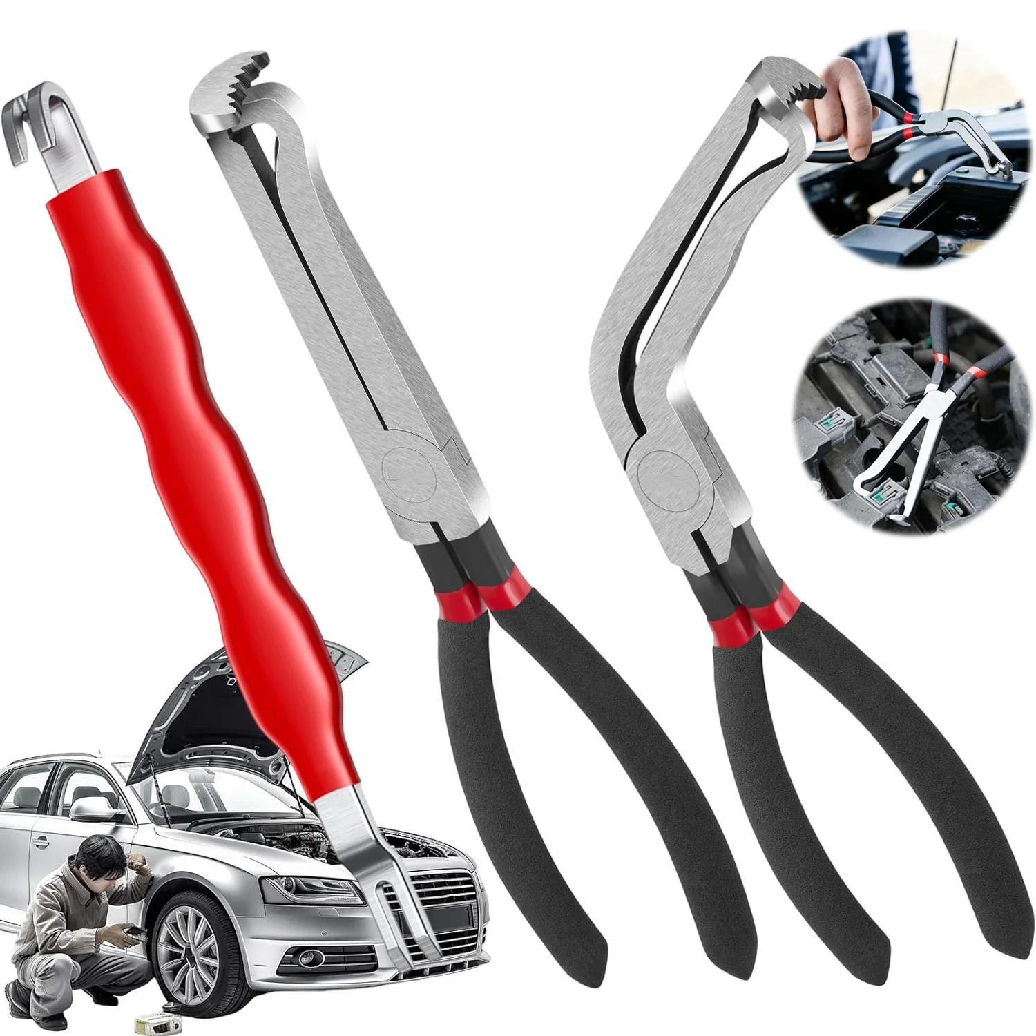 Zangen zum Entfernen von elektrischen Steckverbindern, 3er-Pack, ergonomischer Komfortgriff, aus hochwertigem Metall, breite Kompatibilität für die Demontage von Steckverbindern in Automobilen und