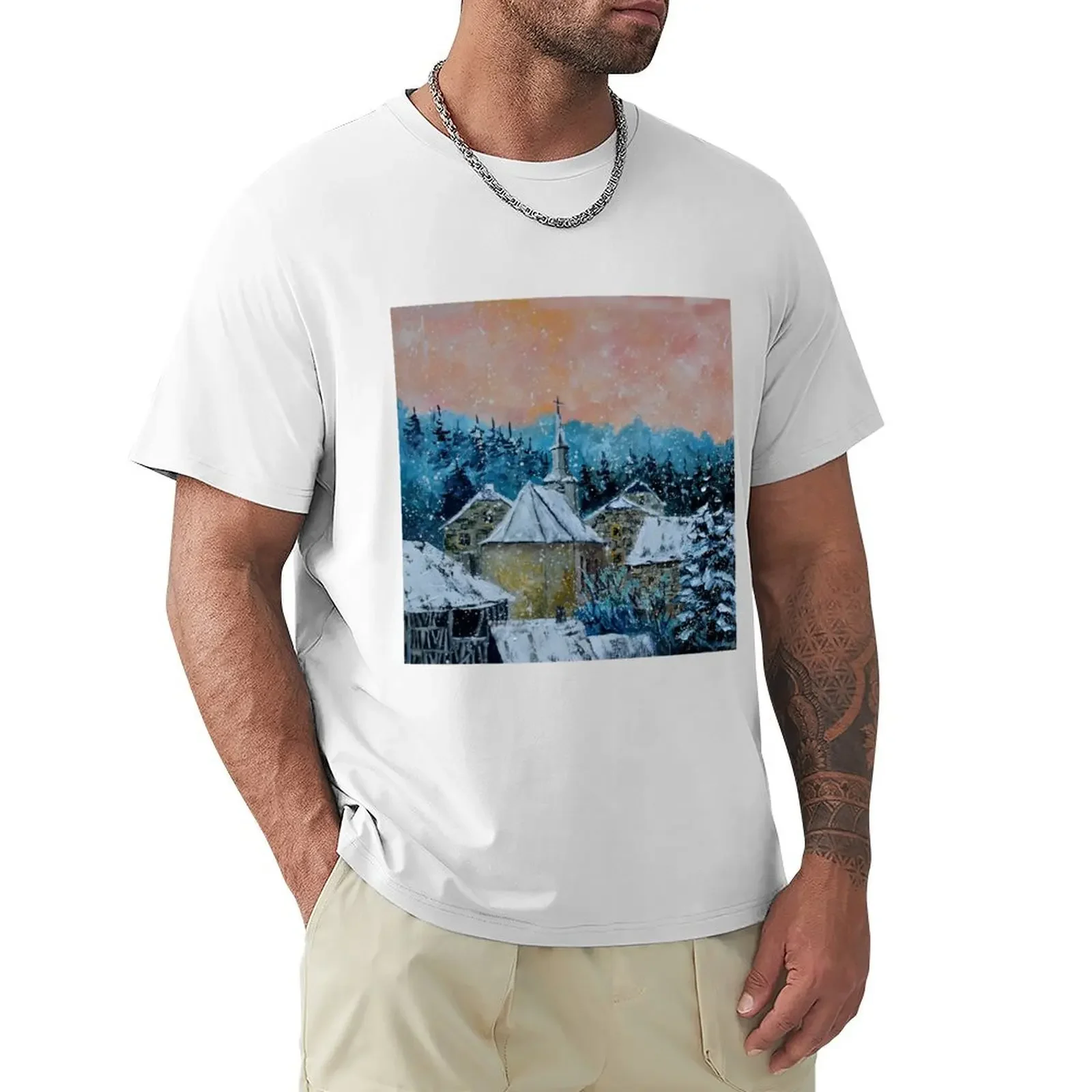 Snowy village T-Shirt plus size tops customs design your own blanks heavyweights men workout shirt