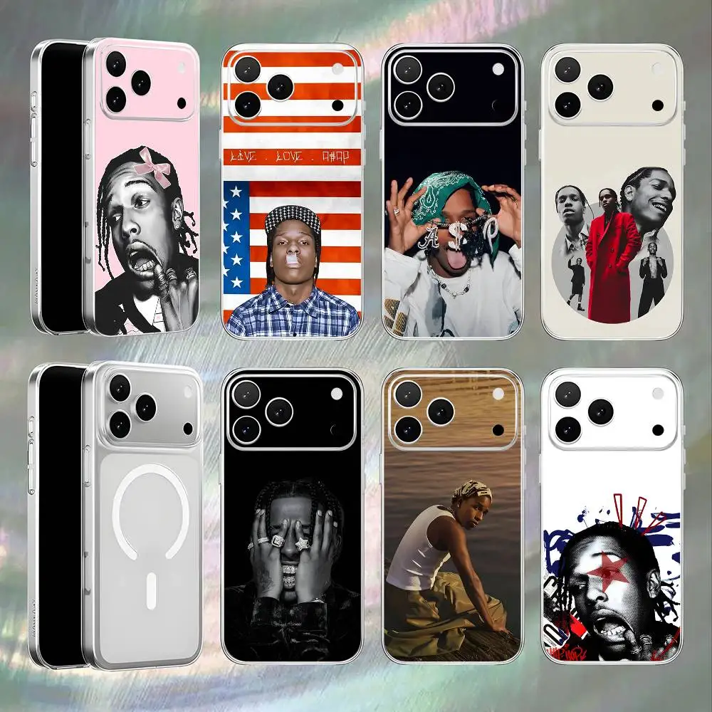 

A-ASAP Rocky Rapper Magnetic Wireless Charging Transparent White Phone Case For iPhone 17,16,15,14,13,12,11,Pro,Max,Plus