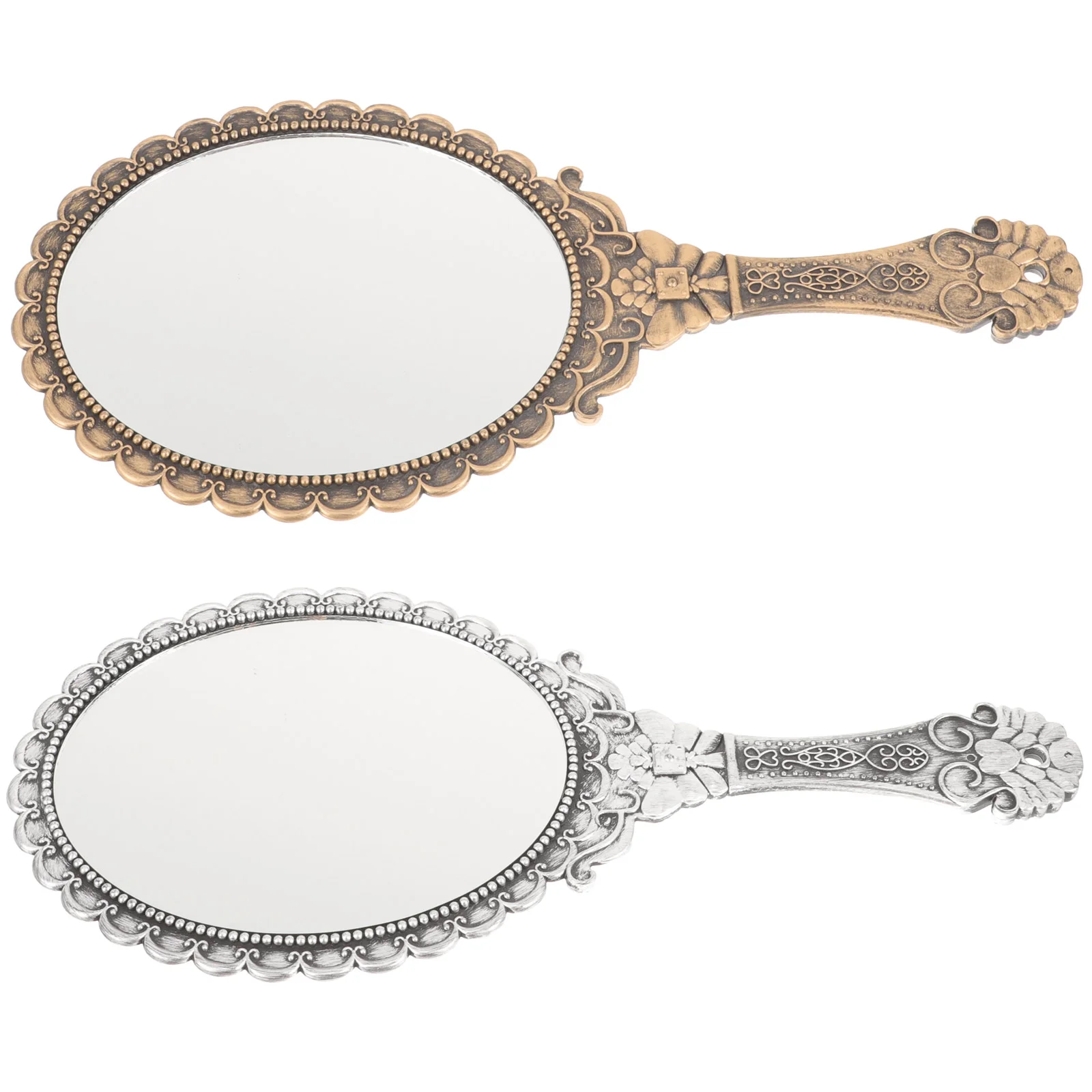 2 pezzi Vanity Mirror Hand Desktop piccolo con trucco portatile in vetro con manico