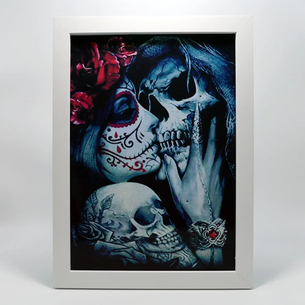 Great Chicano Skull Tattoo Designs Poster - Beautiful Holographic Vinyl Sticker Vintage Death Art Wall Painting for Home Decor 3