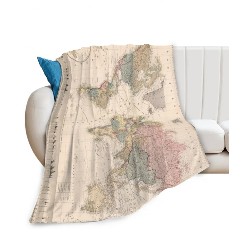 Vintage Map of The World Throw Blanket Tufting Blanket For Travel Light Dorm Room Essentials Luxury Thicken Blanket