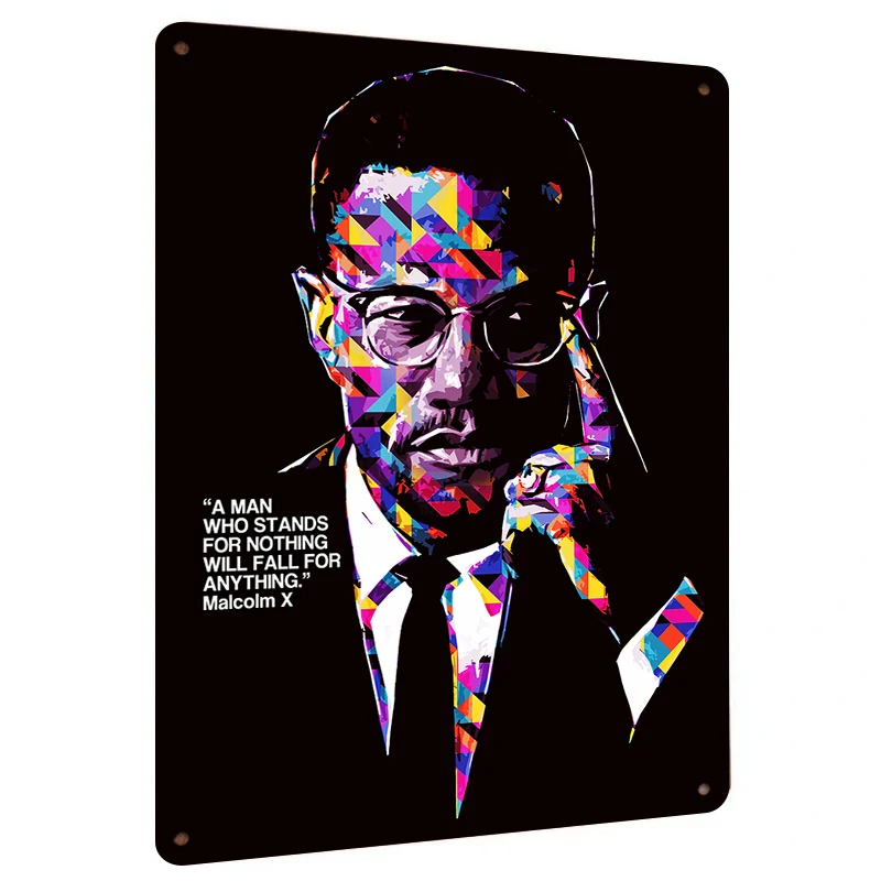 Malcolm X Inspirational Quote Metal Wall Art African American Civil Rights Leader Decorative Iron Painting