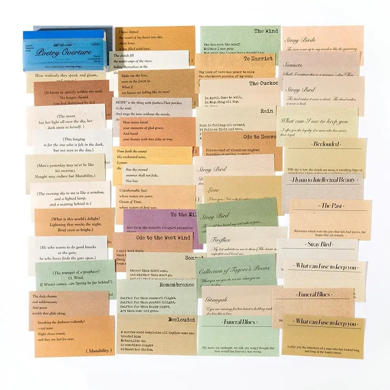 100Pcs English Poetry Sticker Set. Famous Quote Material for Journal Background, Collage & Scrapbooking.