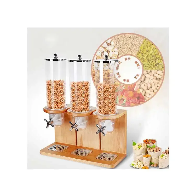 Contenedor de almacenamiento de dulces de alimentos secos con dispensador de cereales a granel único acrílico