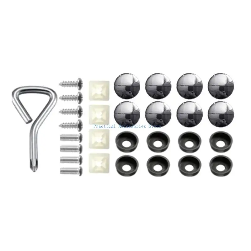 

U75E Universal Car Plate Mount Hardware Fastener Nut Car Number Plate Frame Holder Mounting Screws and Cover Caps