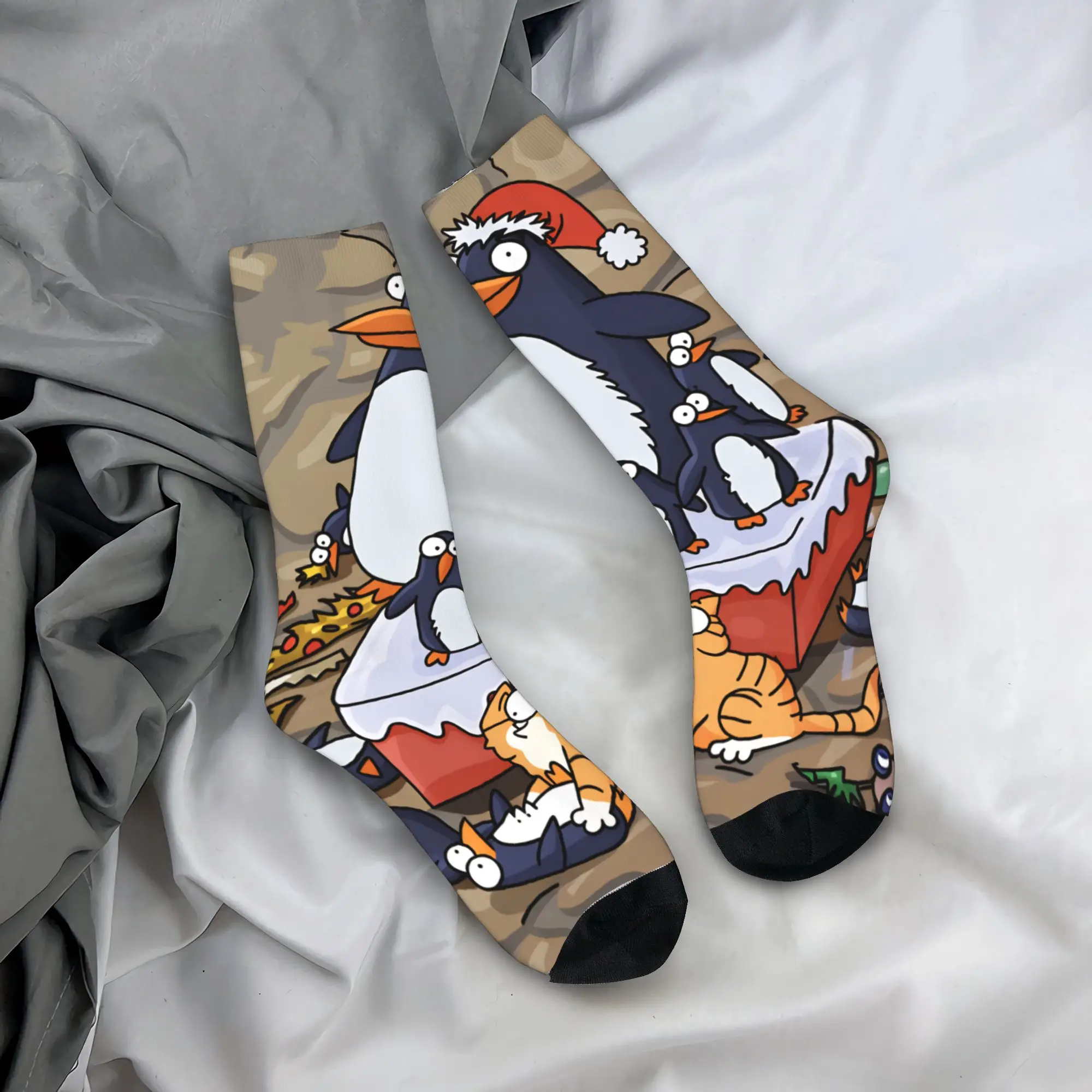 

Чулки с изображением кота-семонов, милые забавные носки с принтом, осенние носки против пота, теплые мягкие носки для взрослых и мужчин на велосипеде