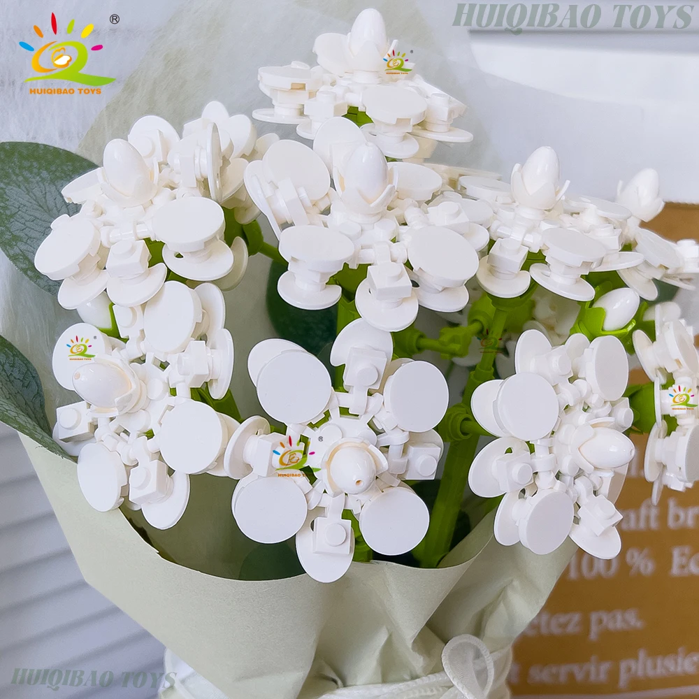 HUIQIBAO MOC Brautstrauß Bausteine Set Künstliche Blumen für Wohnkultur Neujahr Festival Geschenk Ziegel Kits Spielzeug Erwachsene