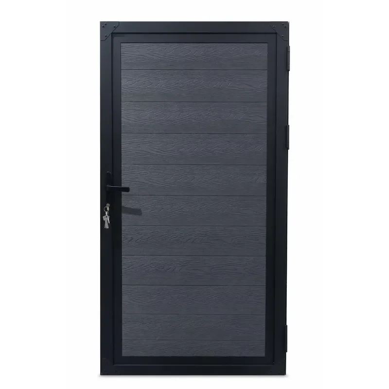 Cheap Easy Install Outdoor Co-Extrusion WPC Privacy Fence Gate with Aluminum Frame Wood Grain 6ft
