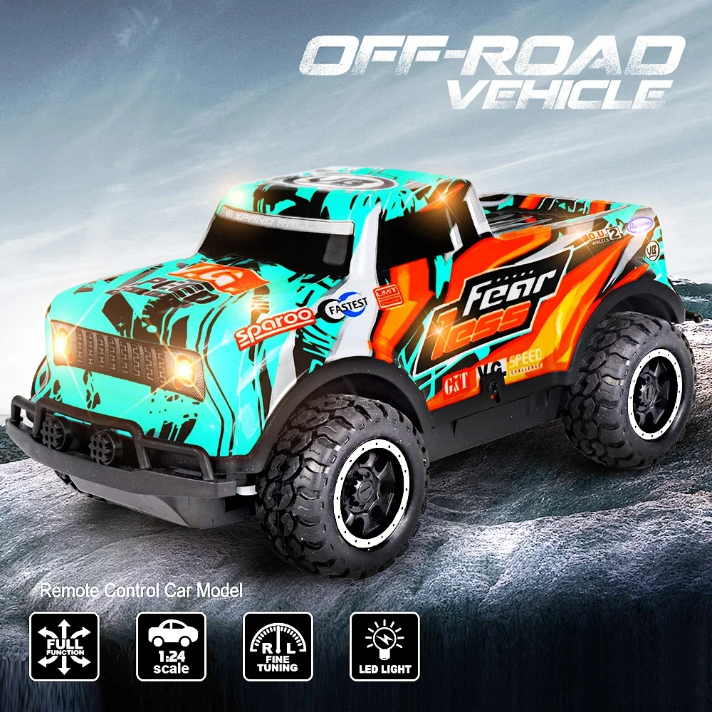 

1:24 RC Car Light Emitting Remote Control Drift Truck Climbing Off-Road Car Graffiti Drift Racing Model Children Toy Boy Gifts