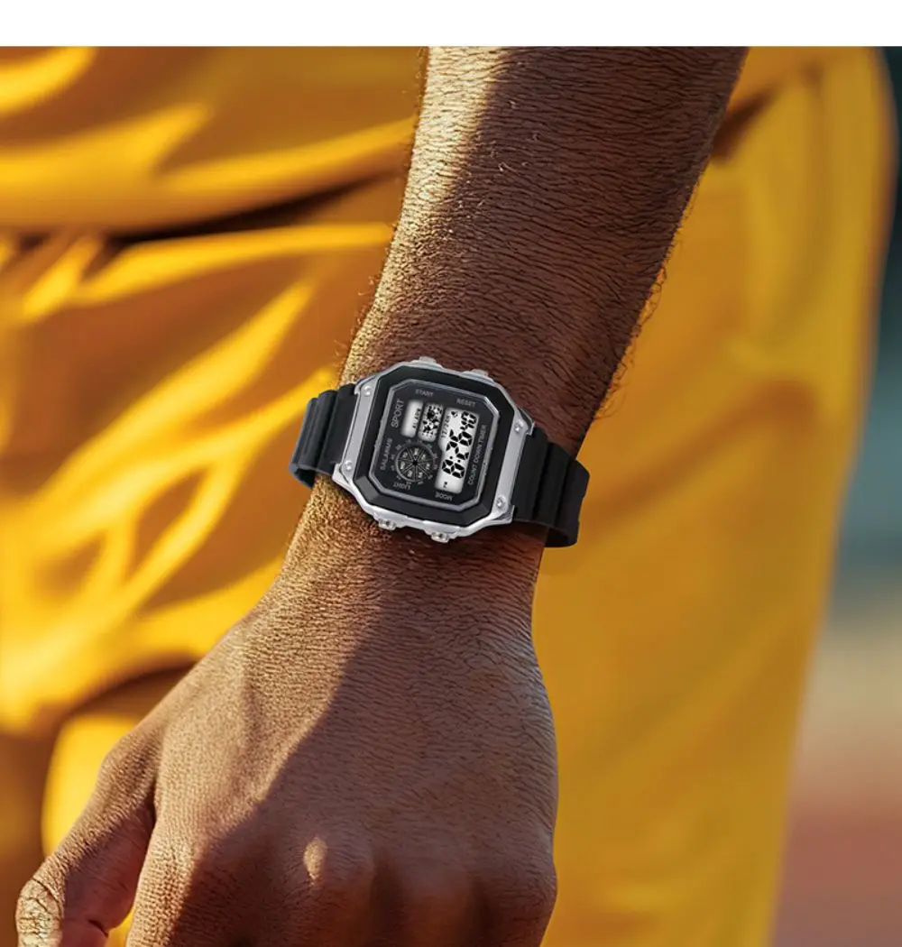 Men's Watches Big Dial LED Digital Watch Multifunction Men Sports Watch Alarm Clock Stopwatch Fitness Electronic Wristwatch