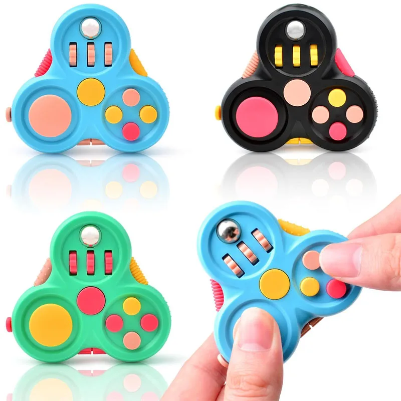 Fidget Pad Game Controller Clicker Joystick Button Stress Relief Cube Quiet Focus Relieve Anxiety ADHD Finger Spinner Office Fun