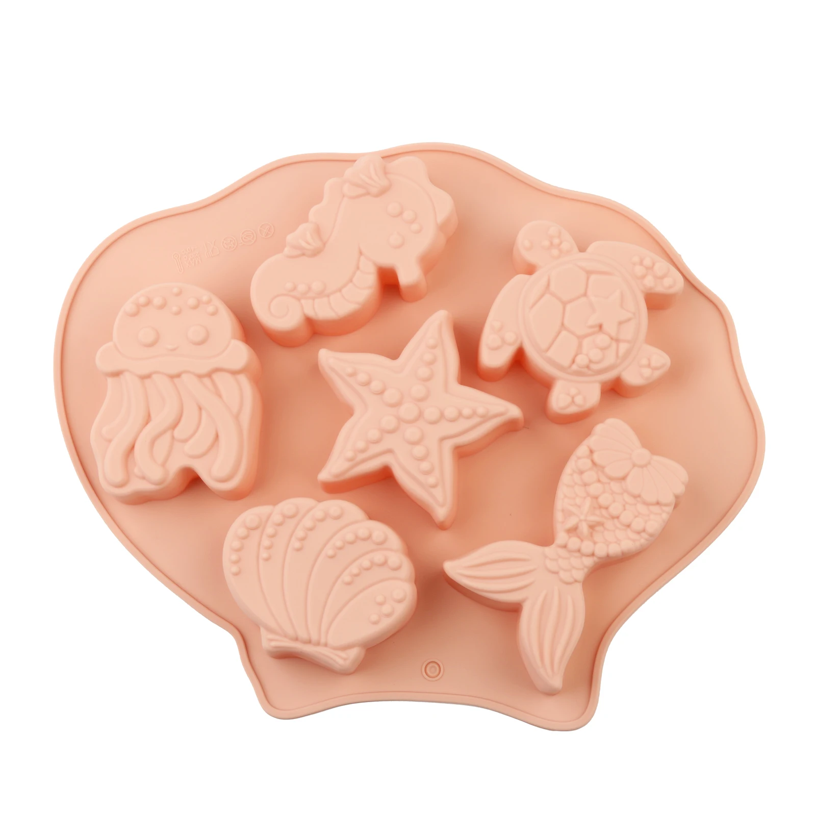 1 Stück Silikon-Backform Rosa/Blau 3D Seepferdchen Schildkröte Seestern Fisch Muschel Meerjungfrauenschwanz Tierkuchenform für Schokoladenkuchen – Detail 6