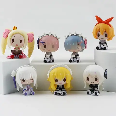1inch Cute Re Zero Figure Emilia Ram Statues Kawaii Re:Zero Action Figurine Doll Desk Decor Decoration Home Ornament Toy Gift