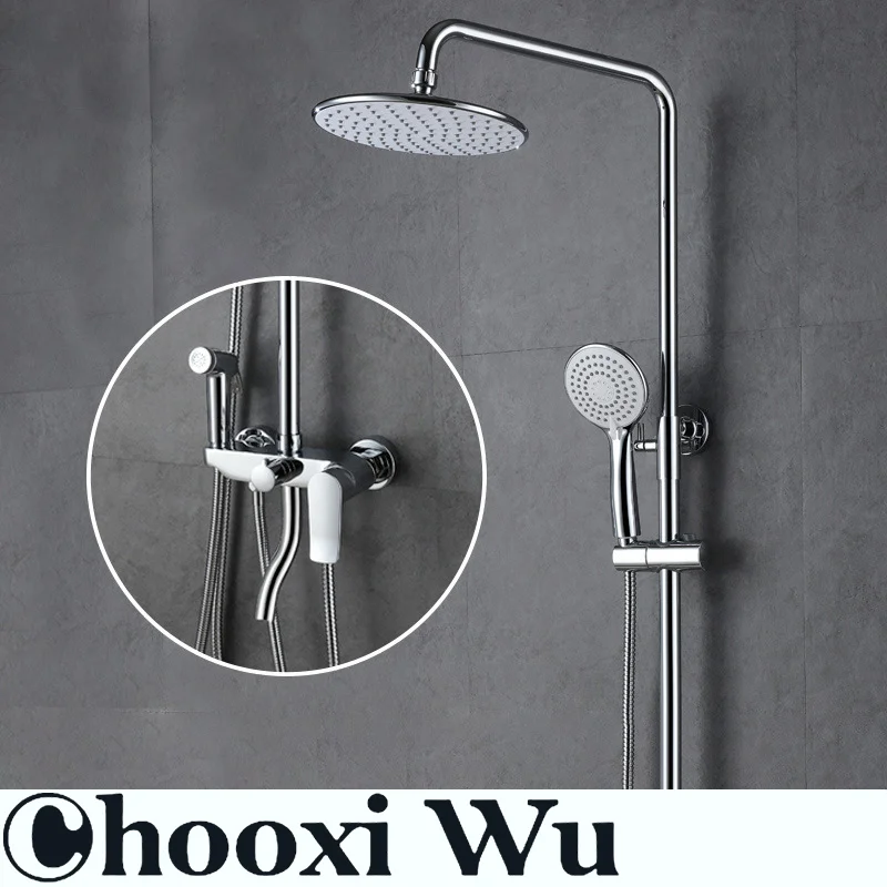 

CHOO XIWU- Bathroom shower head simple all copper booster shower head shower set Shower Head Bathroom Showers bathroom