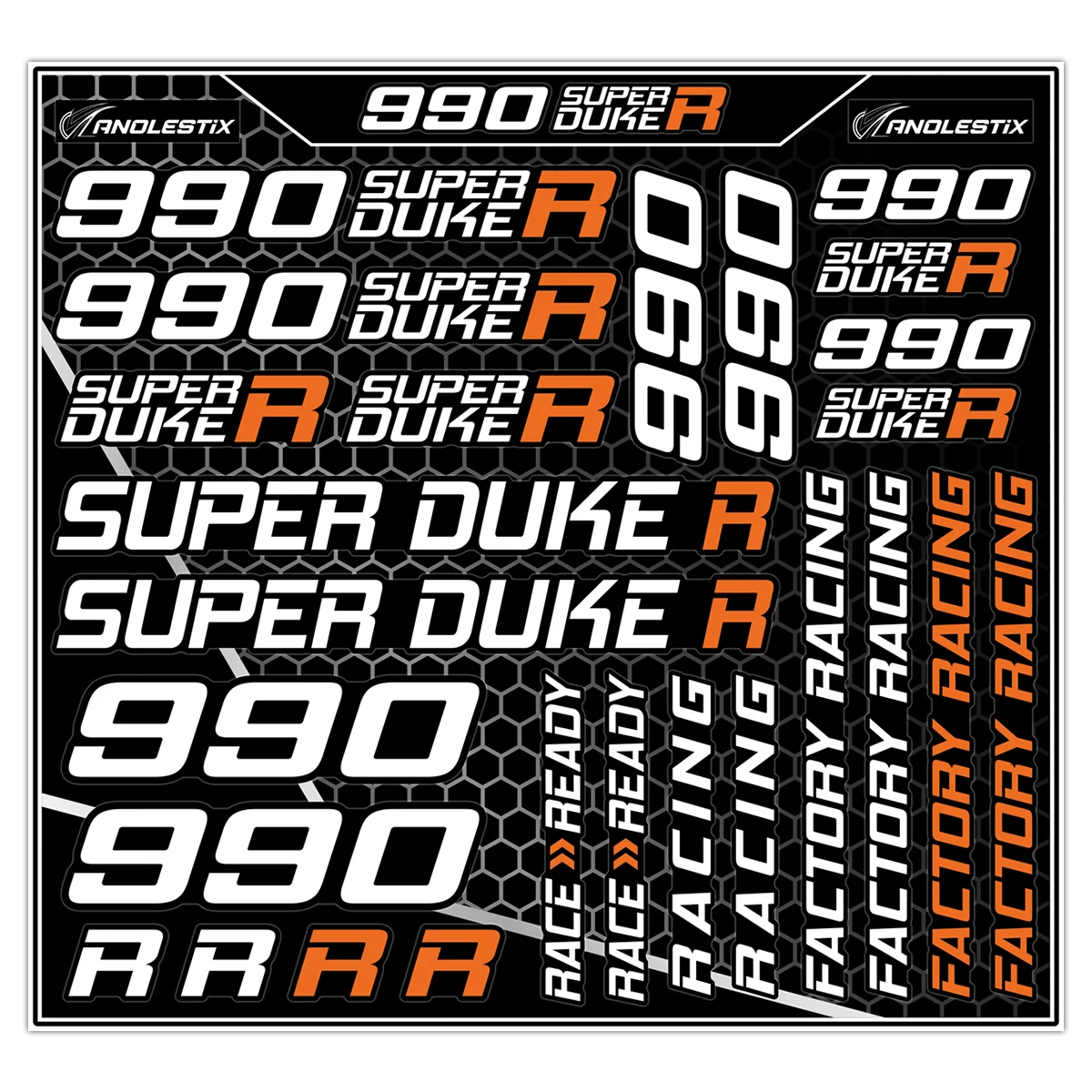 

Vinyl Motocross Motorcycle Stickers Logo Set Emblem Tank Decals For KTM Super Duke 990 R