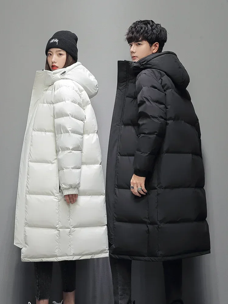 Nowe zimowe męskie długie kurtki puchowe z kapturem płaszcze z kaczego puchu unisex Casual kurtki puchowe pary Outdoor wiatroszczelne ciepłe kurtki 3XL — zdjęcie 2