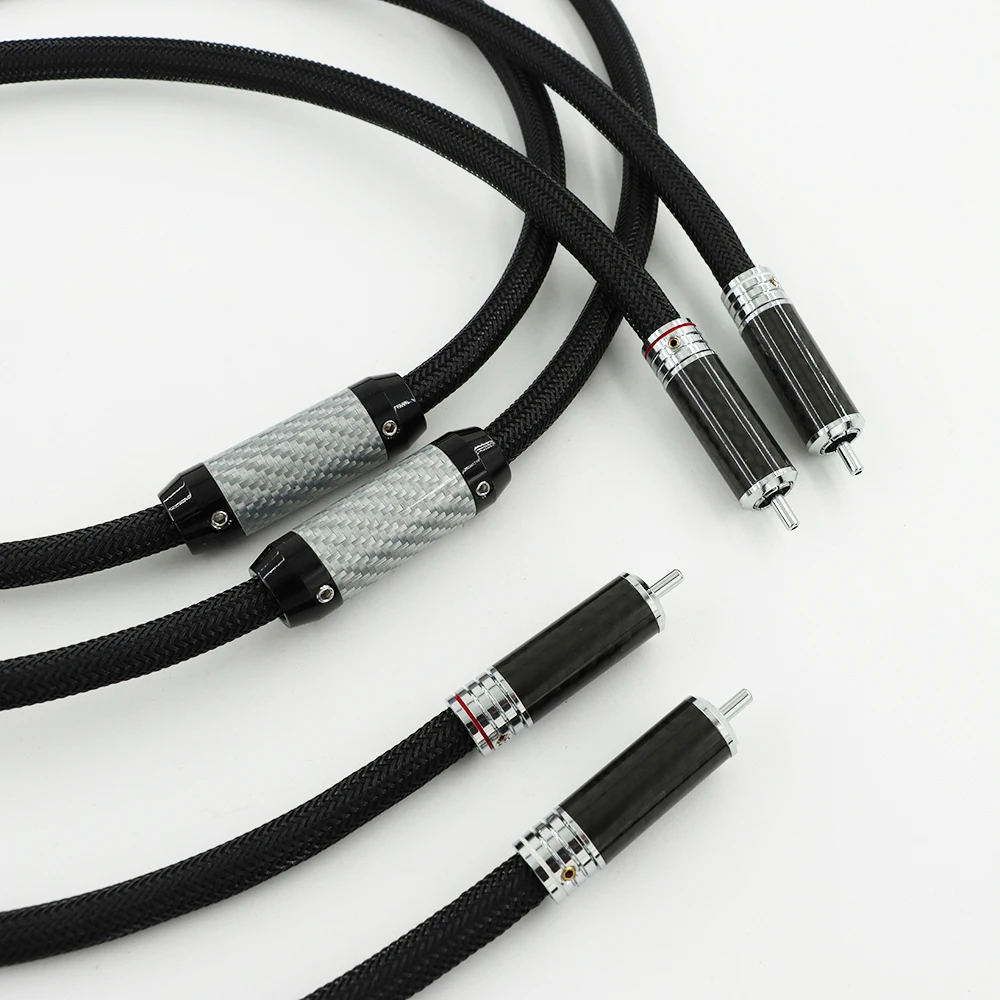 one pair 6N pure silver hifi rca cable amplifier CD decoder signal line non-magnetic hifi rca plug connection line