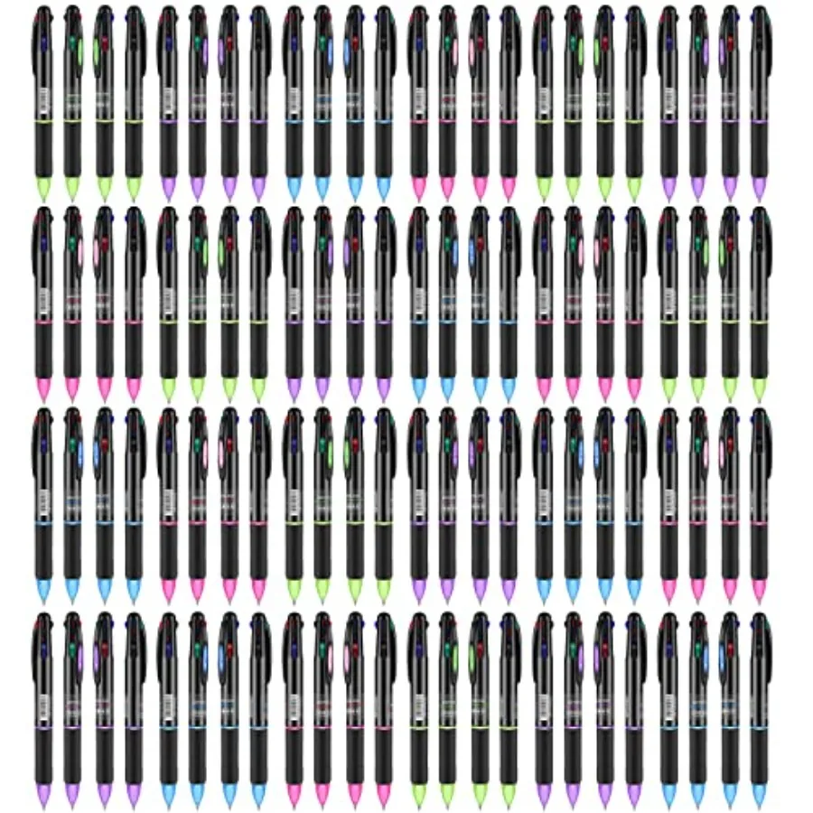 Pack 4 in 1 Multicolor Ballpoint Pen Back to School Gift, 4 Color 0.7 mm Retractable Ballpoint Pens, Colored Multiple Tip, Gel
