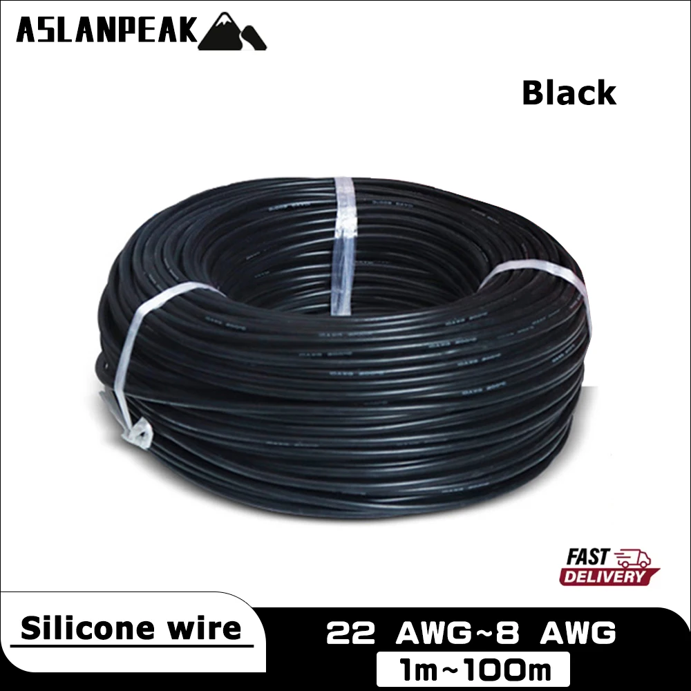 Schwarzes 22-8AWG 1-100m Silikonkabel Elektrisches Verlängerungskabel Batteriekabel für Auto-Lautsprecher Car-Audio 20AWG 8 10 AWG