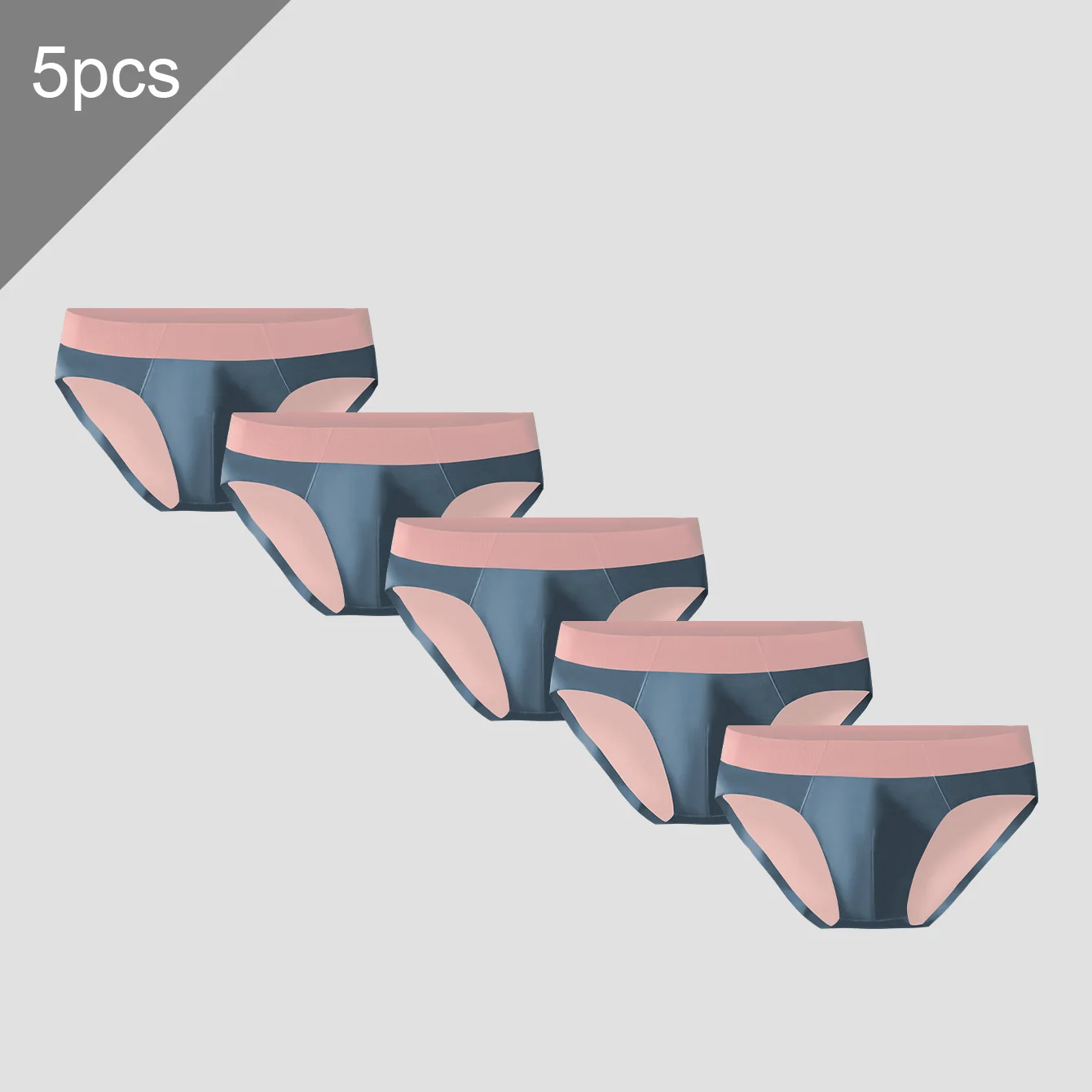 

5PCS Men's ice silk seamless underwear, men's breathable triangle pants, summer thin sporty low-waist sexy short slit