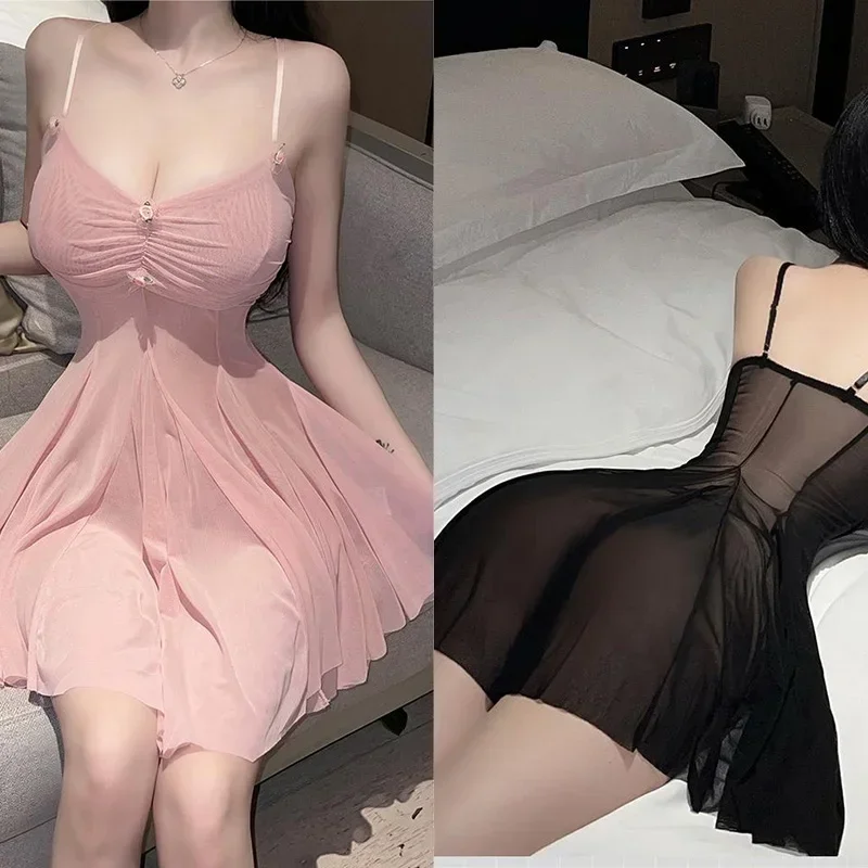 

Dress Female Passionate Temptation Small Chest Hanging Pajamas Pure Desire Nightwear Summer one-piece dress Woman winter dresses