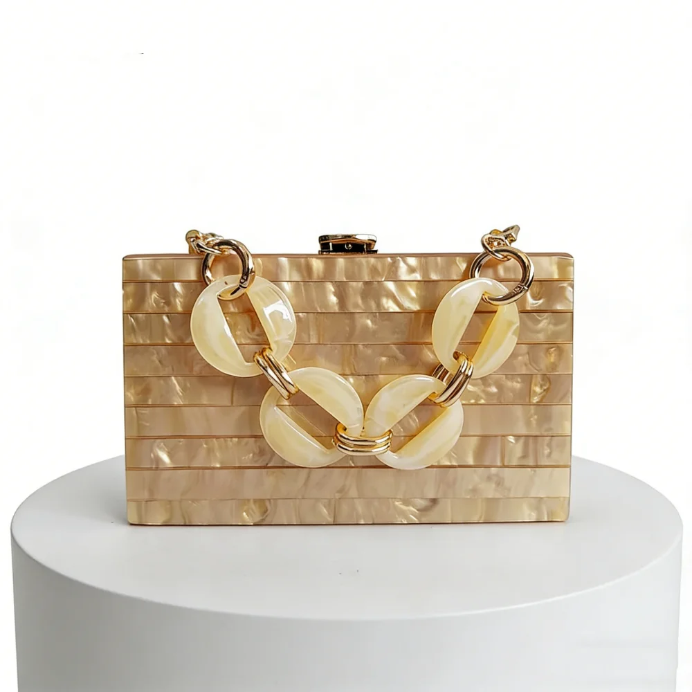 

Nude Champagne Pearl Striped Acrylic Envelope Clutch Evening Prom Handbag Purse Wedding Party Bags Clutches Female Lady Wallet