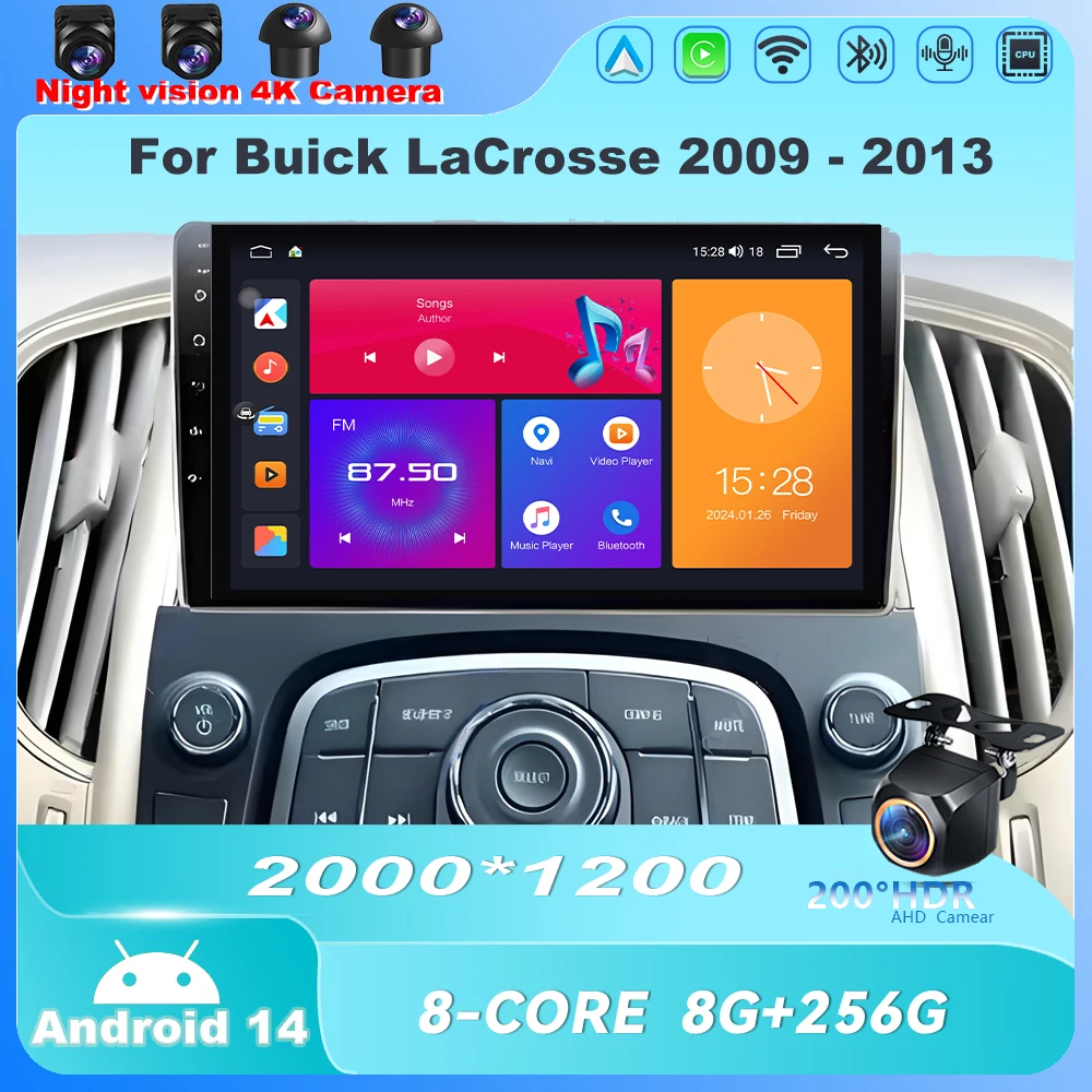 Android 14 Auto Radio Für Buick LaCrosse 2009-2013 Multimedia Video Player Navigation GPS Drahtlose Carplay 2 DIN BT auto Stereo