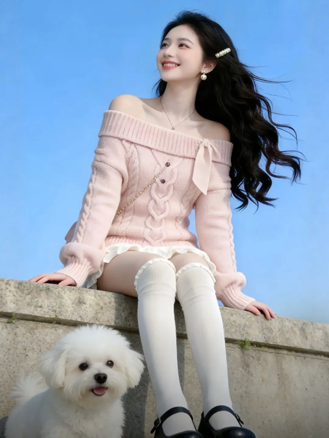 

Модный облегающий свитер на одно плечо для женщин, весна 2026, в нежном ретро-стиле, с длинным рукавом, вязаный топ, подходит для прогулок по городу