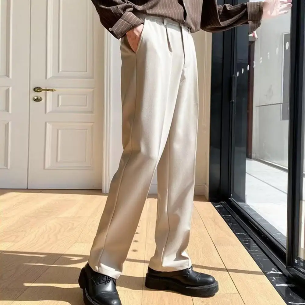 

2025 New Men Straight Pants Fashion Korean Loose Suit Trousers Casual Draped Baggy White Wide Pant Male Streetwear