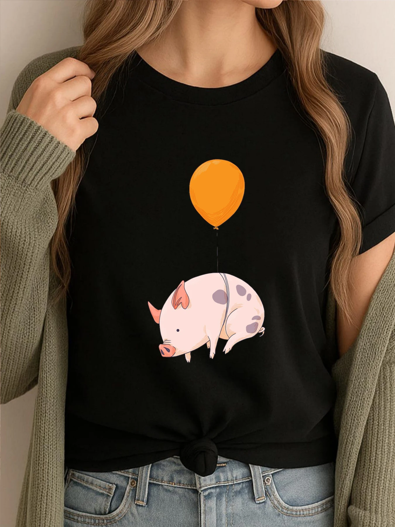 

When Pigs Fly Одежда Футболка с рисунком Homme Футболка Повседневные забавные футболки Мужские удобные хлопковые топы с принтом