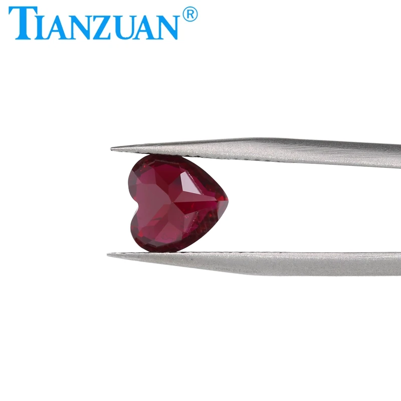Heart Shape Lab Grown Ruby Deep Red Ruby Natural Cut  Synthetic Corundum with Cracks Inclusions Inside with AGL Certificate