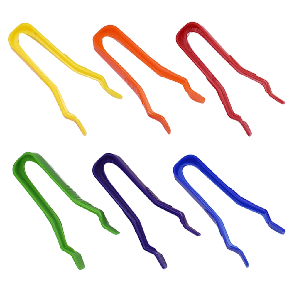 

6Pcs Non-Slip Plastic Tweezers for Crafts DIY Jewelry Making Ergonomic Design Flat Tip Picking Tool for Kids Adults