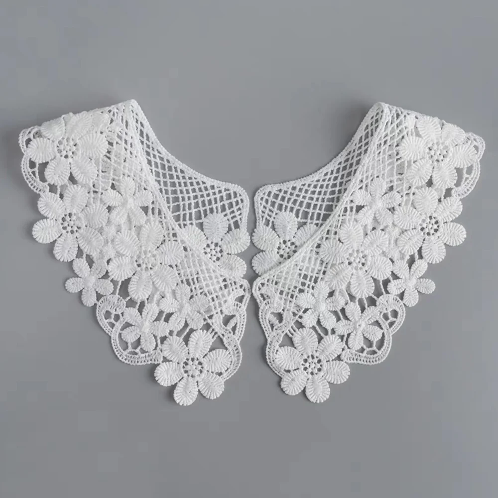 White Black Lace Fake Collar Detachable Collars for Women Blouses shirts accessories Embroidery Applique Neckline Sewing Collar