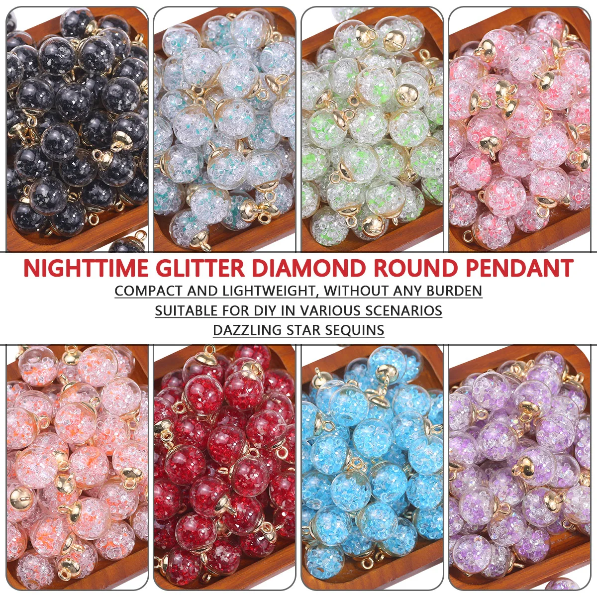 

10pcs Multicolor 16x22mm Glass Luminous Color Diamond Ball Pendant Spacer Loose Bead For Jewelry Making DIY Earrings Accessories