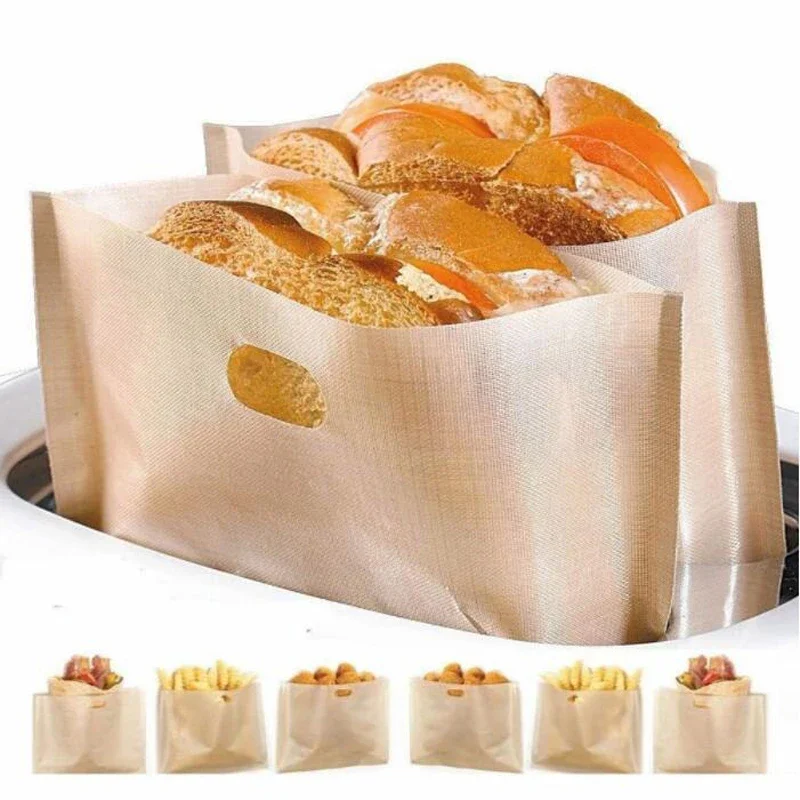 5 Pcs/set Reusable Toaster Bag Sandwich Bags Fiberglass Toast Microwave Heating Non Stick Bread Bag bakery accessories