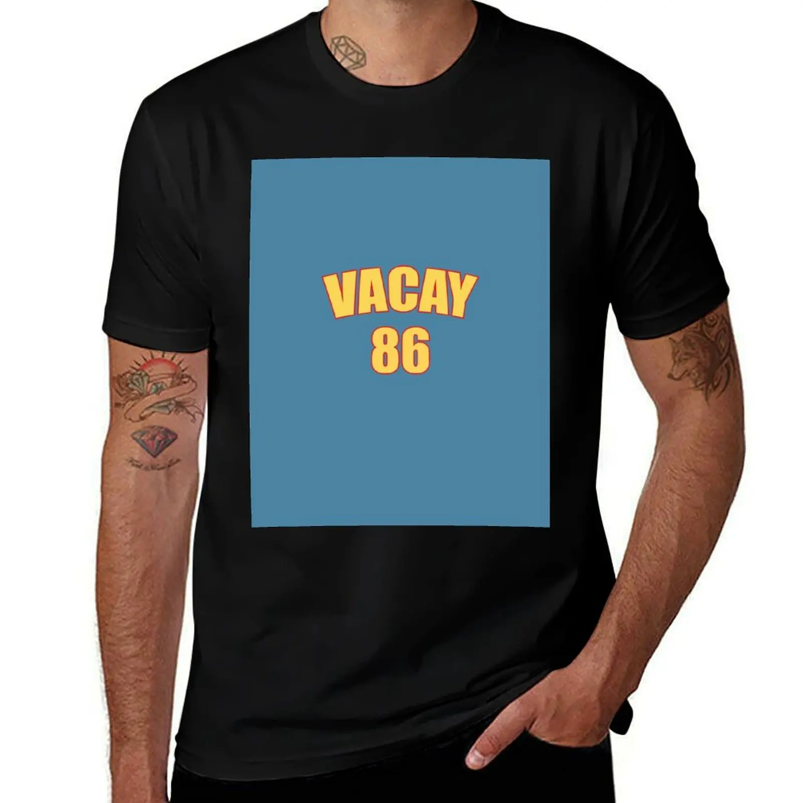

Vacay 86 Yellow Blue Generic Logo Game Grumps Meme T-Shirt t shirt man casual T-Shirt