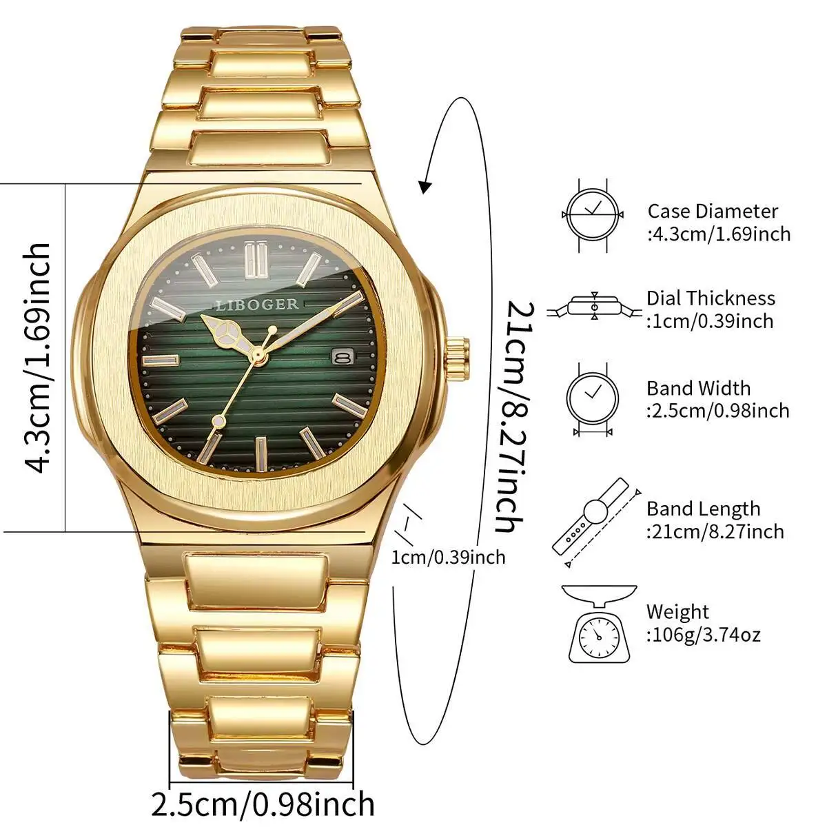 Luxury Square Men Business Watches Fashion Calendar Quartz Watch for Mens Clock Reloj Hombre（Without Box）