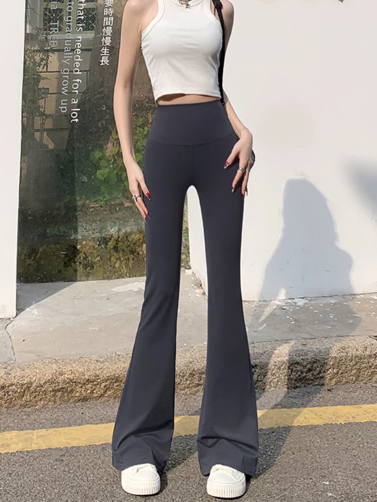 Spring and Summer New Flared Pants To Wear Micro Shark Solid Color Pants High Waist Slim Wide Leg Casual Long Pants