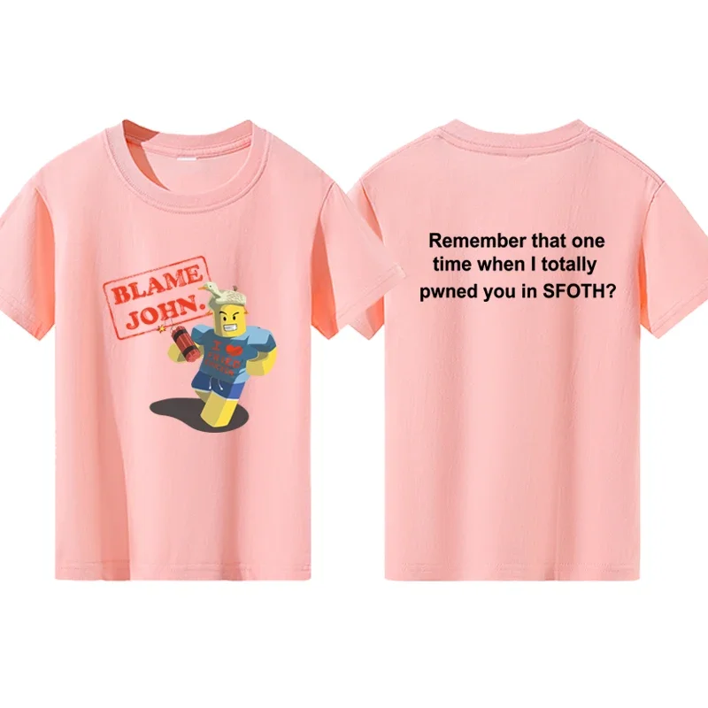 Blame John مطبوعة في سن المراهقة بلايز تي شيرت بنين بنات الصيف عادية مضحك موضة س الرقبة قصيرة الأكمام الأطفال الملابس الملونة